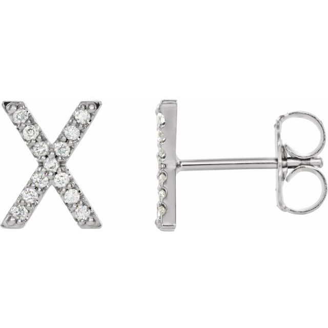 14k White .05 Ctw Natural Diamond Initial X Earring