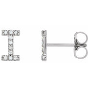 14K White .04 CTW Natural Diamond Initial I Earring