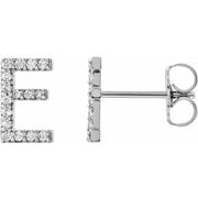 14k White .06 Ctw Natural Diamond Initial E Earring