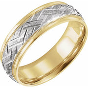 14K Yellow/White 7 mm Woven-Design Band Size 11