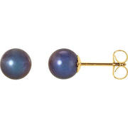 14K Yellow Panache® Cultured Black Freshwater Pearl Stud Earrings