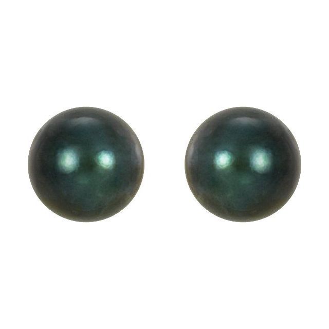14K Yellow 5 mm Cultured Black Akoya Pearl Earrings