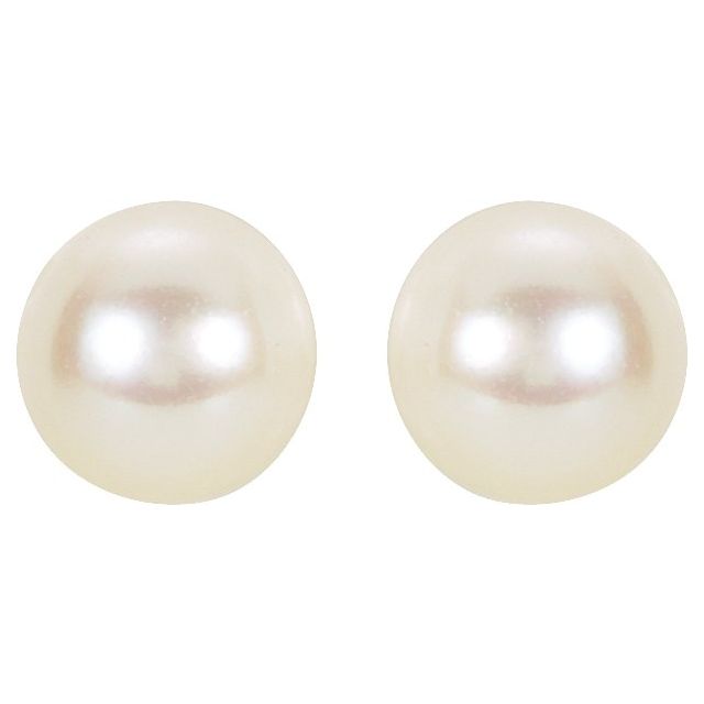 14K Yellow 6 mm Cultured White Akoya Pearl Earrings