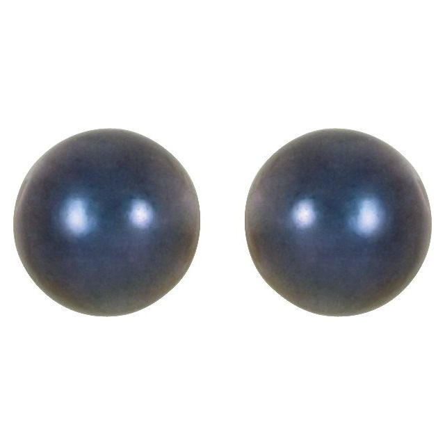 14K Yellow 6 mm Cultured Black Akoya Pearl Earrings