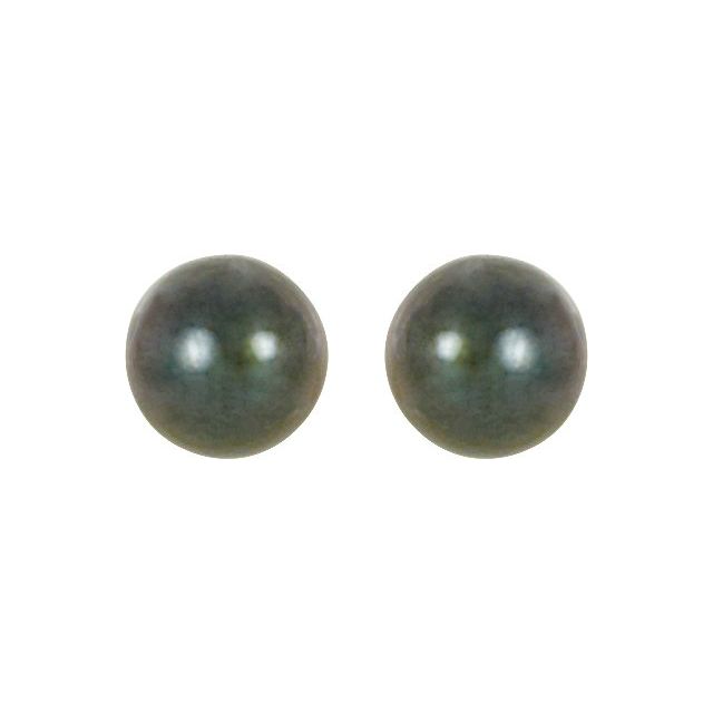 14K White 4 mm Cultured Black Akoya Pearl Earrings
