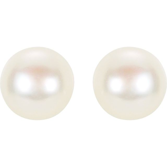 14K Yellow Panache® Cultured White Freshwater Pearl Stud Earrings