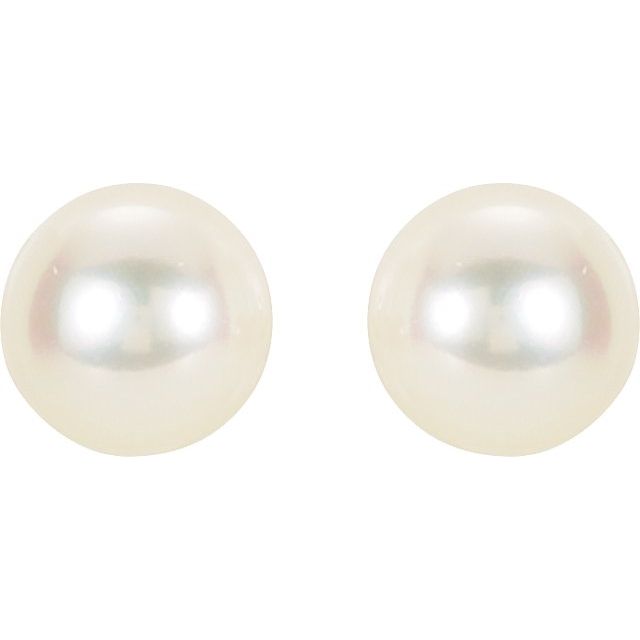 14K Yellow Panache® Cultured White Freshwater Pearl Stud Earrings