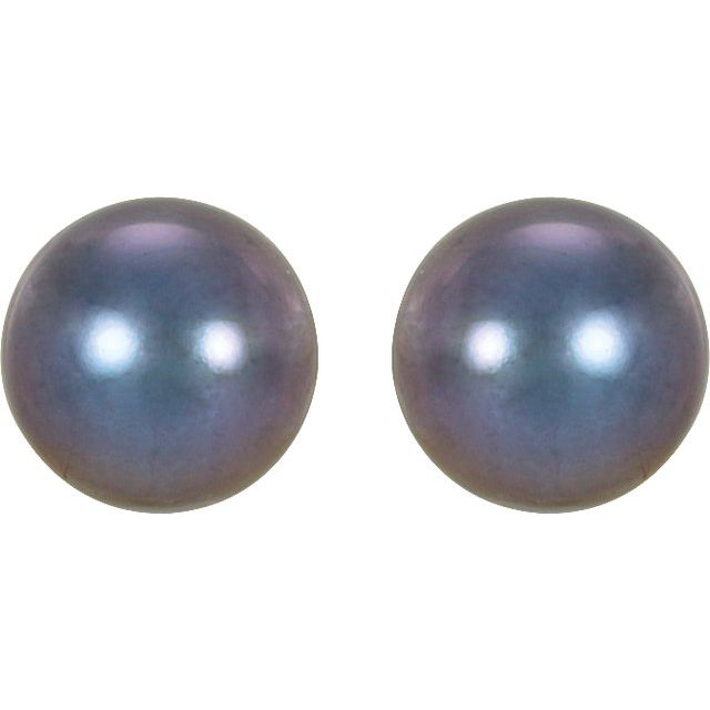 14K Yellow Panache® Cultured Black Freshwater Pearl Stud Earrings