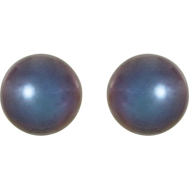 14K Yellow Panache® Cultured Black Freshwater Pearl Stud Earrings