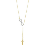 14K Yellow 1/5 CTW Natural Diamond Infinity-Inspired Cross 18' Necklace