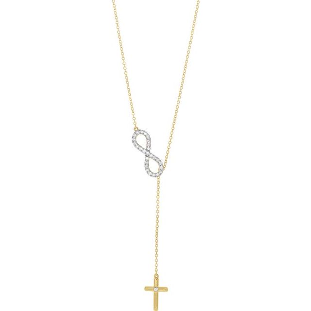 14K Yellow 1/5 CTW Natural Diamond Infinity-Inspired Cross 18' Necklace