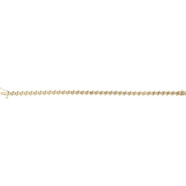 14k Yellow 1 1/2 Ctw Natural Diamond Line 7 1/4' Bracelet