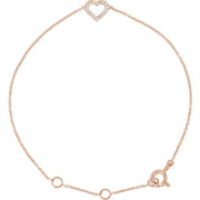 14K Rose .06 CTW Natural Diamond Heart 6-7' Bracelet