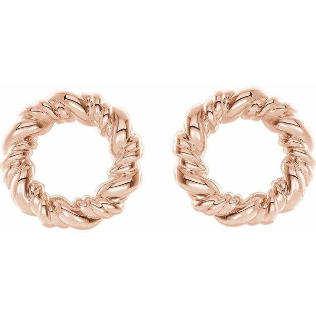 14K Rose 9.4 mm Circle Rope Earrings