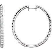 14K White 5 CTW Natural Diamond Inside-Outside 44 mm Hoop Earrings
