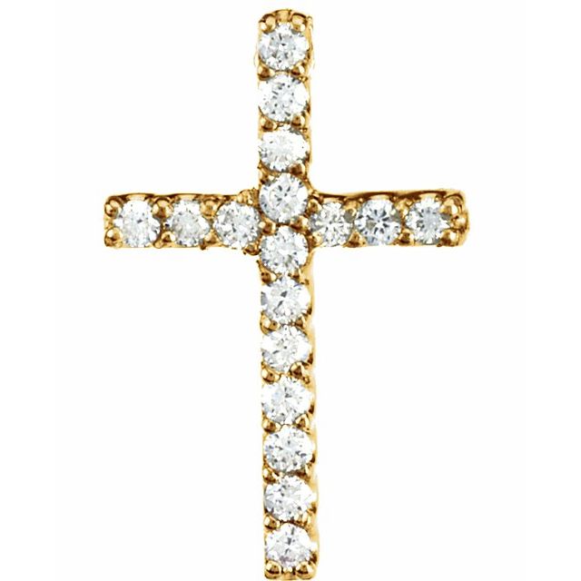 14K Yellow .06 CTW Natural Diamond Petite Cross Pendant