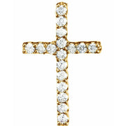 14k Yellow .06 Ctw Lab-grown Diamond Petite Cross Pendant