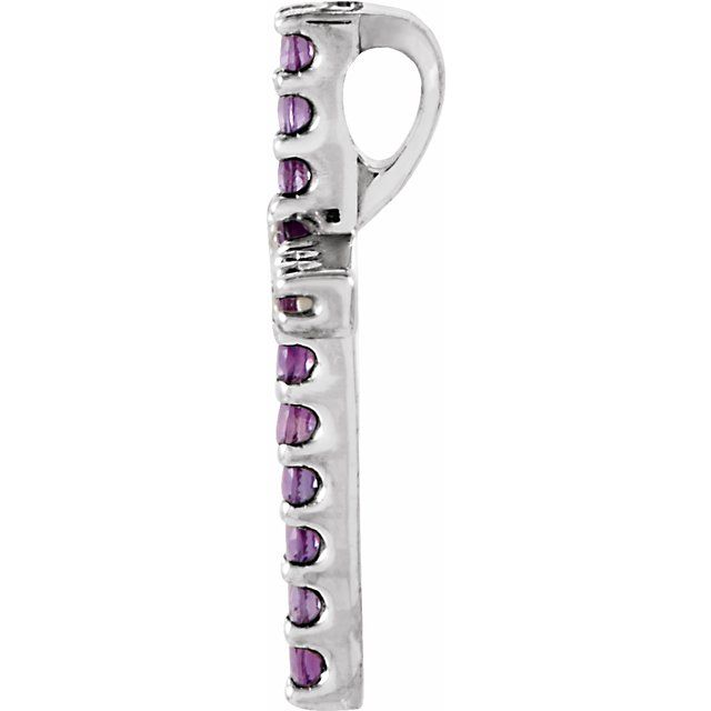 14k White Natural Amethyst Petite Cross Pendant