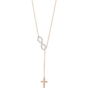 14K Rose 1/5 CTW Natural Diamond Infinity-Inspired Cross 18' Necklace