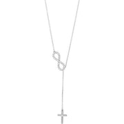 14K White 1/5 CTW Natural Diamond Infinity-Inspired Cross 18' Necklace