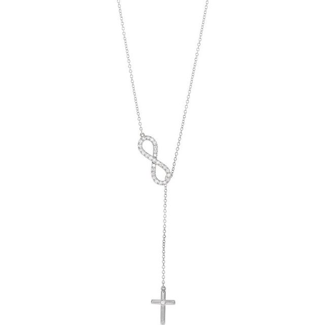 14K White 1/5 CTW Natural Diamond Infinity-Inspired Cross 18' Necklace