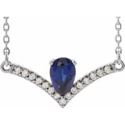Sterling Silver Natural Blue Sapphire & .06 CTW Natural Diamond 18' Necklace
