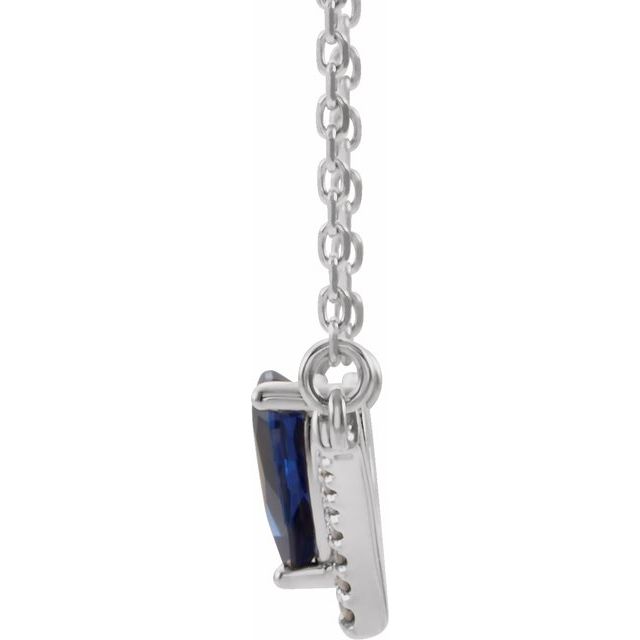 Sterling Silver Natural Blue Sapphire & .06 CTW Natural Diamond 18' Necklace