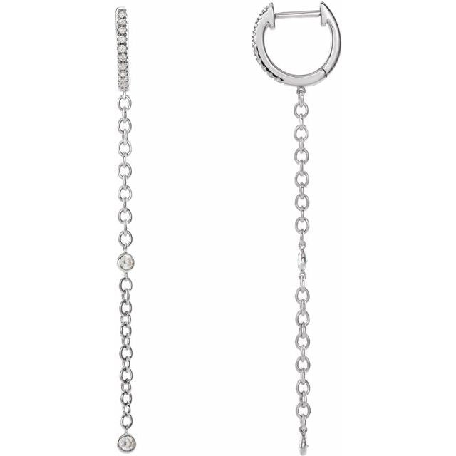 14K White 1/4 CTW Natural Diamond Hinged Hoop Earrings