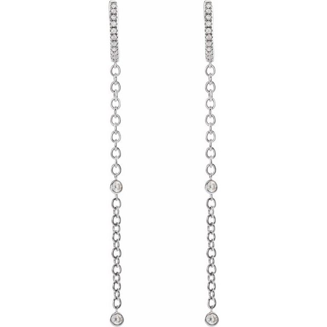 14K White 1/4 CTW Natural Diamond Hinged Hoop Earrings
