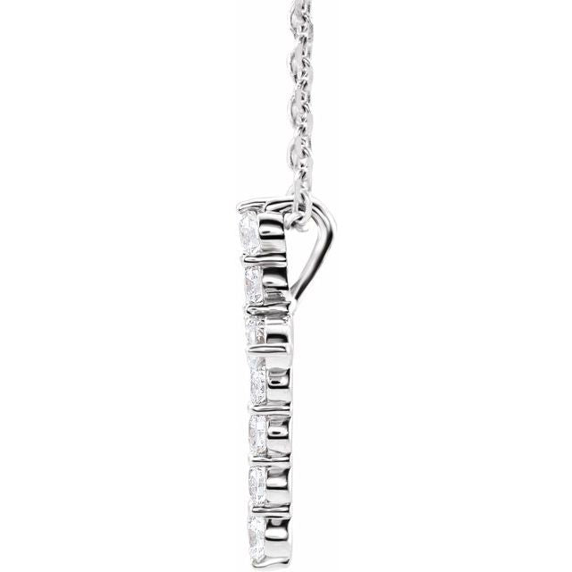 14K White 1/4 CTW Natural Diamond Cross 16-18' Necklace