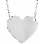 Sterling Silver Engravable Heart 16-18' Necklace