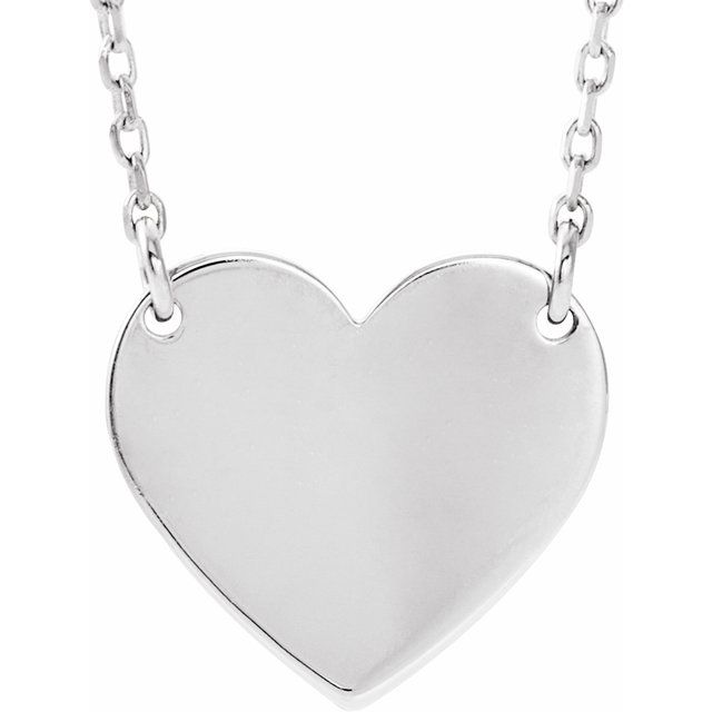 Sterling Silver Engravable Heart 16-18' Necklace
