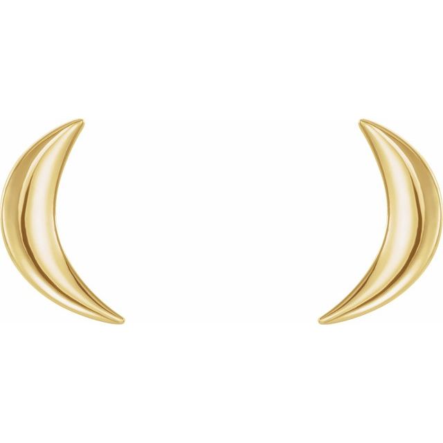 14K Yellow Crescent Moon Earrings
