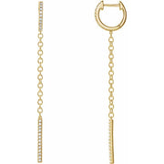 14K Yellow 1/4 CTW Natural Diamond Hinged Hoop Chain Earrings