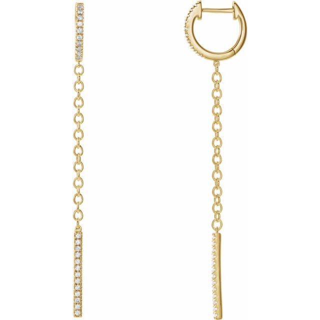 14K Yellow 1/4 CTW Natural Diamond Hinged Hoop Chain Earrings