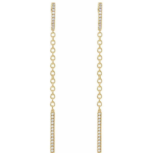 14K Yellow 1/4 CTW Natural Diamond Hinged Hoop Chain Earrings