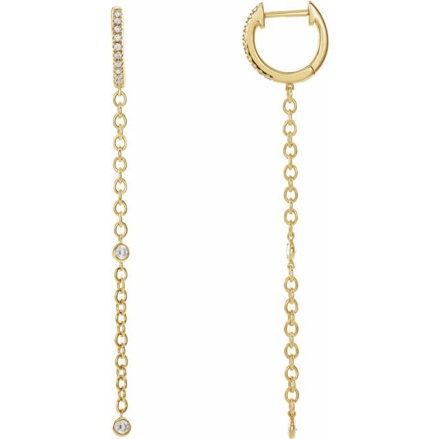 14K Yellow 1/4 CTW Natural Diamond Hinged Hoop Earrings