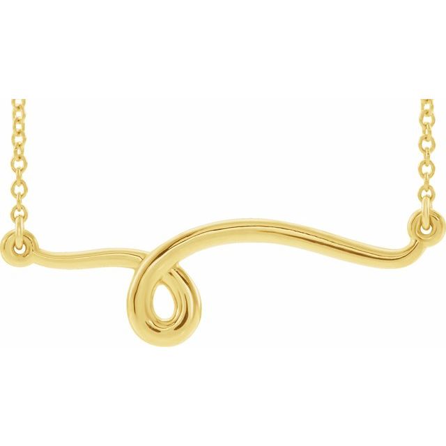 14K Yellow 28.6x8 mm Freeform Bar 18' Neckalce