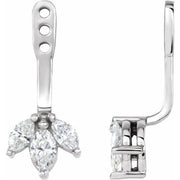 14k White 1/5 Ctw Natural Diamond Cluster Front-back Earring Jackets