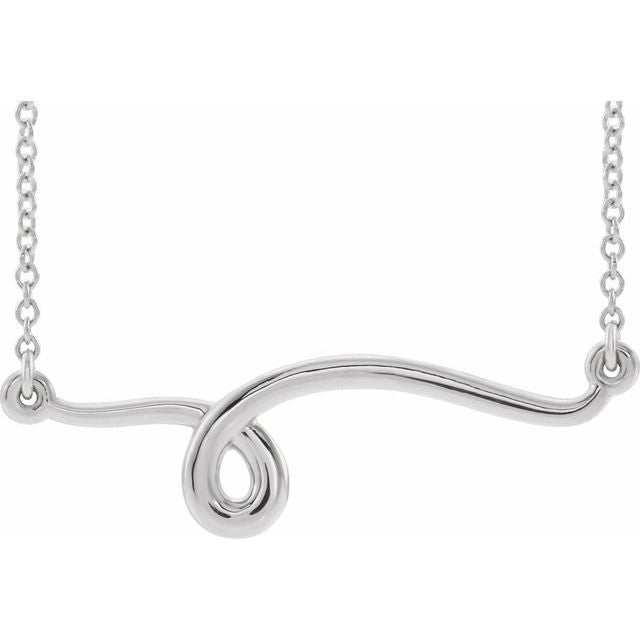 Sterling Silver 28.6x8 mm Freeform Bar 18' Neckalce