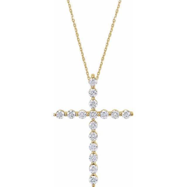 14k Yellow 1/4 Ctw Natural Diamond Cross 18' Necklace