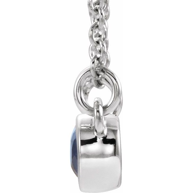 14K White Lab-Grown Blue Sapphire & .03 CTW Natural Diamond 18' Necklace