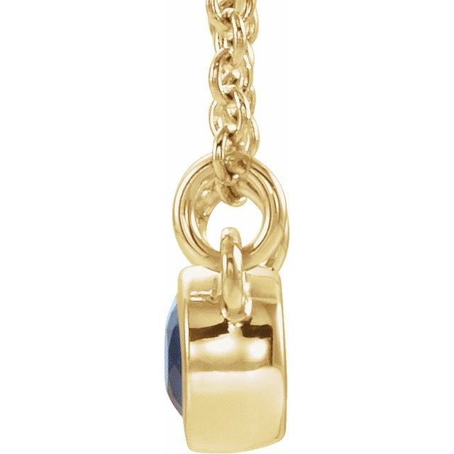 14k Yellow Natural Blue Sapphire & .02 Ctw Natural Diamond 18' Necklace