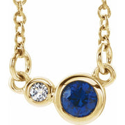 14k Yellow Natural Blue Sapphire & .02 Ctw Natural Diamond 18' Necklace