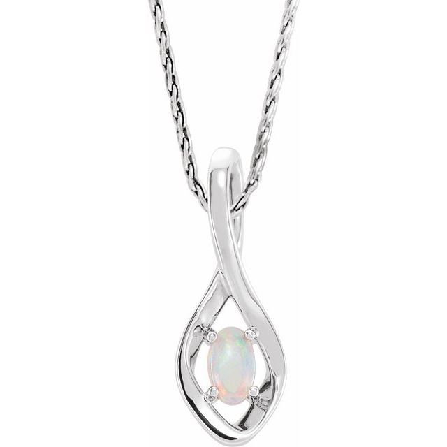 Sterling Silver Natural White Opal 16-18' Necklace