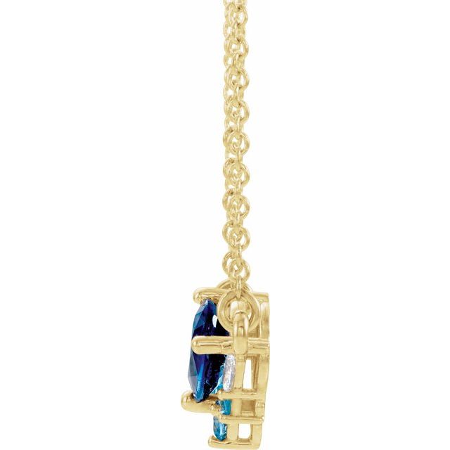 14K Yellow Natural Multi-Gemstone & .06 CTW Natural Diamond 16' Necklace