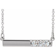 14k White 1/5 Ctw Natural Diamond Bar 16-18' Necklace