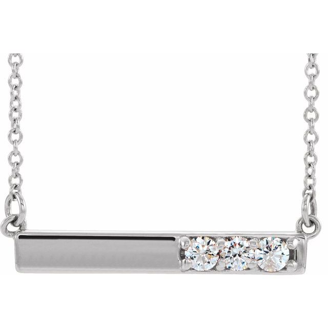 14k White 1/5 Ctw Natural Diamond Bar 16-18' Necklace