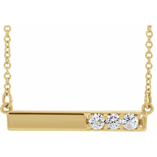 14k Yellow 1/5 Ctw Natural Diamond Bar 16-18' Necklace