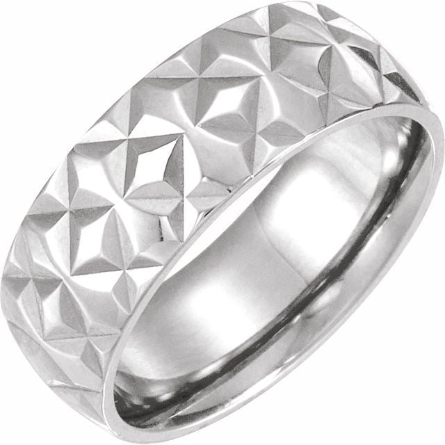 Sterling Silver 7 mm Geometric Band Size 8